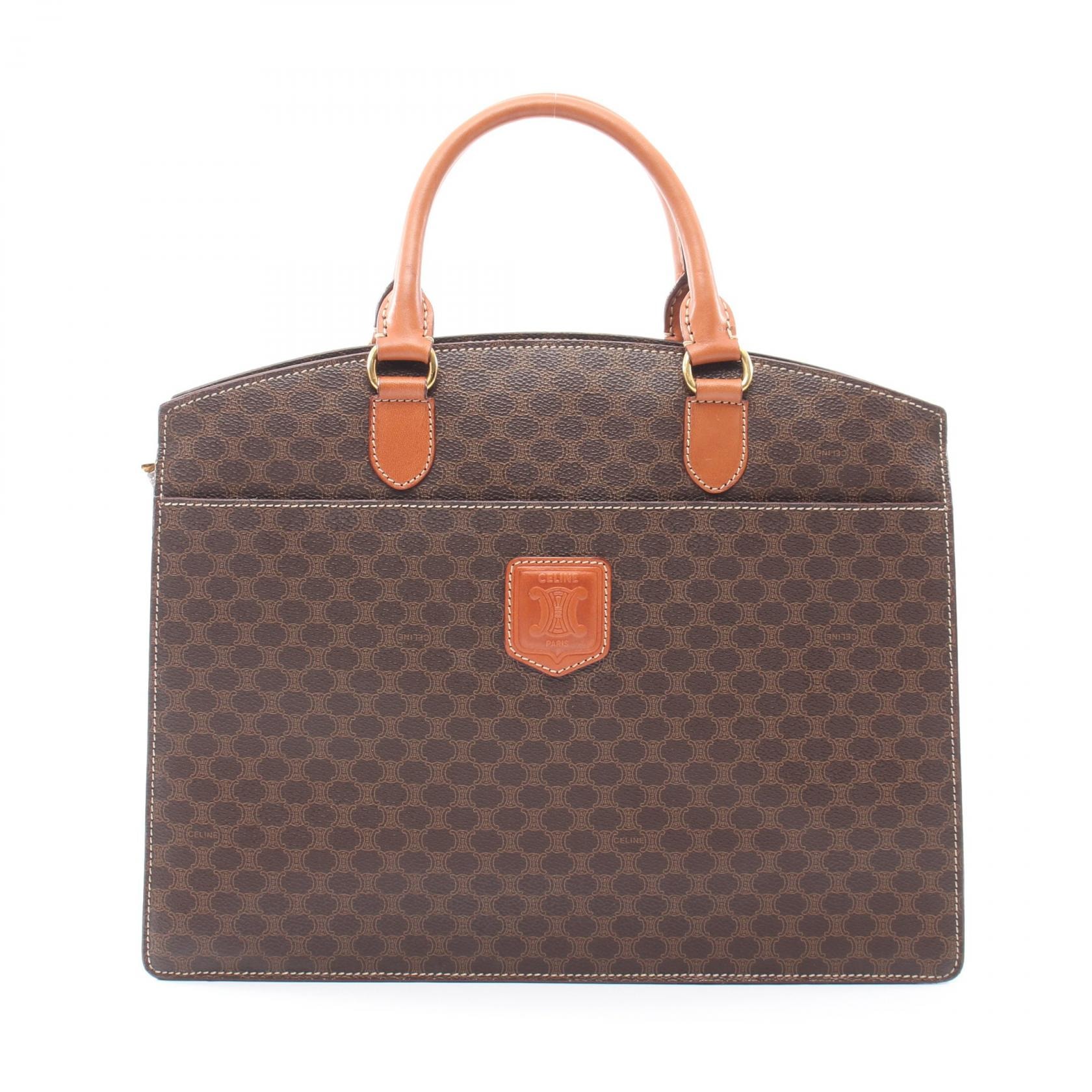 セリーヌ CELINE マカダム ハンドバッグ バッグ PVCコーティングキャンバス レディース ブラウン系 【中古】