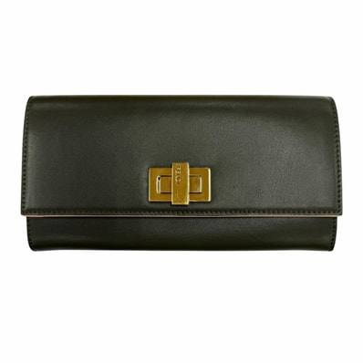 美品 フェンディ 長財布 ピーカブー ダークグリーン レディース 8M0377