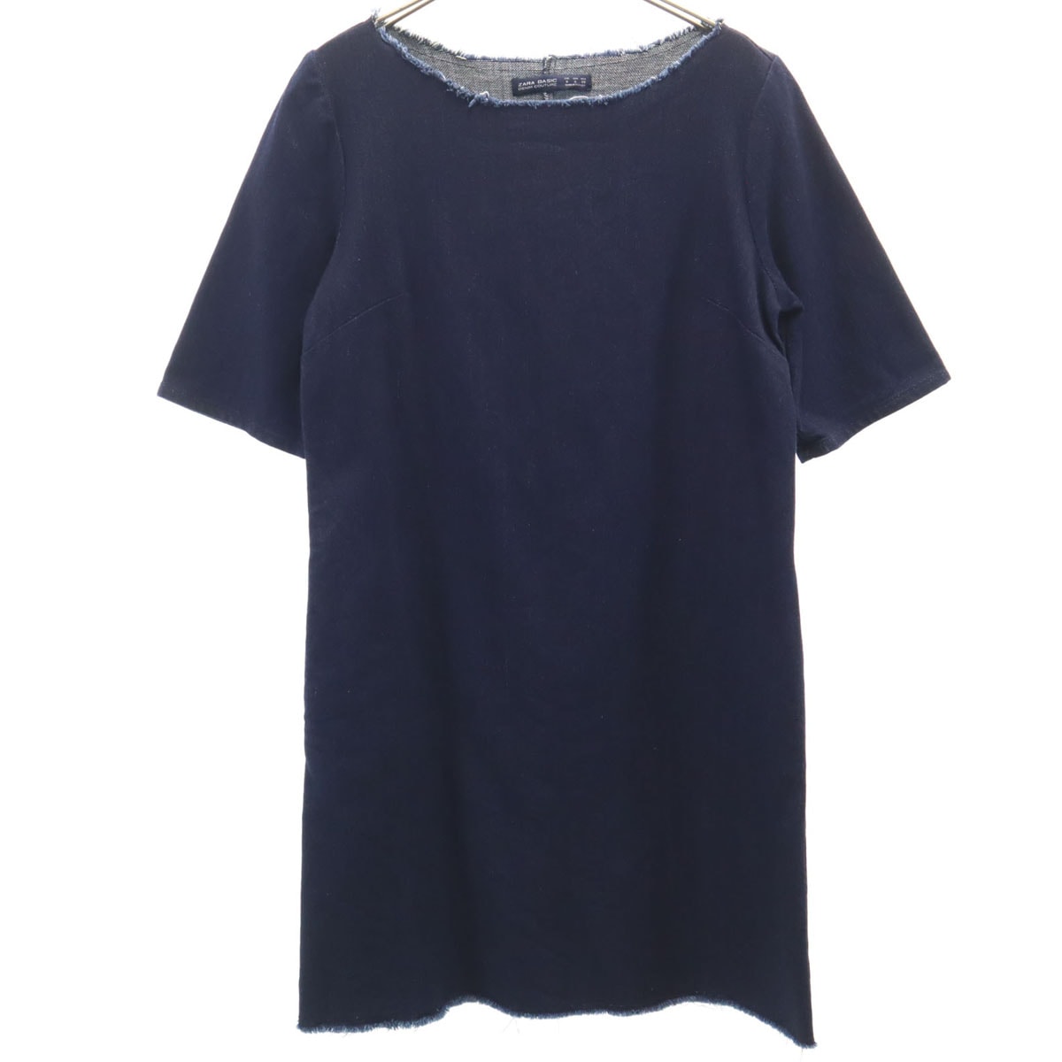 ZARA BASIC ザラベーシック 5分袖 デニム ワンピース S ネイビー