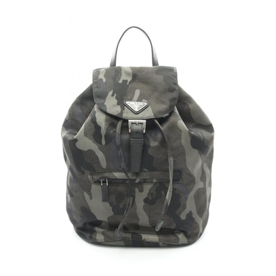 プラダ PRADA TESSUTO CAMOUFL リュックサック バックパック バッグ ナイロン サフィアーノレザー レディース グリーン系 / マルチカラー BZ0032 【中古】