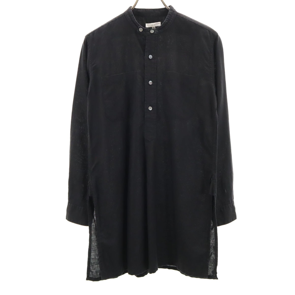 ENGINEERED GARMENTS エンジニアドガーメンツ USA製 リネンブレンド 長袖 ハーフボタン シャツ XS 黒 プルオーバー
