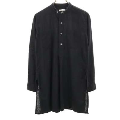 ENGINEERED GARMENTS エンジニアドガーメンツ USA製 リネンブレンド 長袖 ハーフボタン シャツ XS 黒 プルオーバー