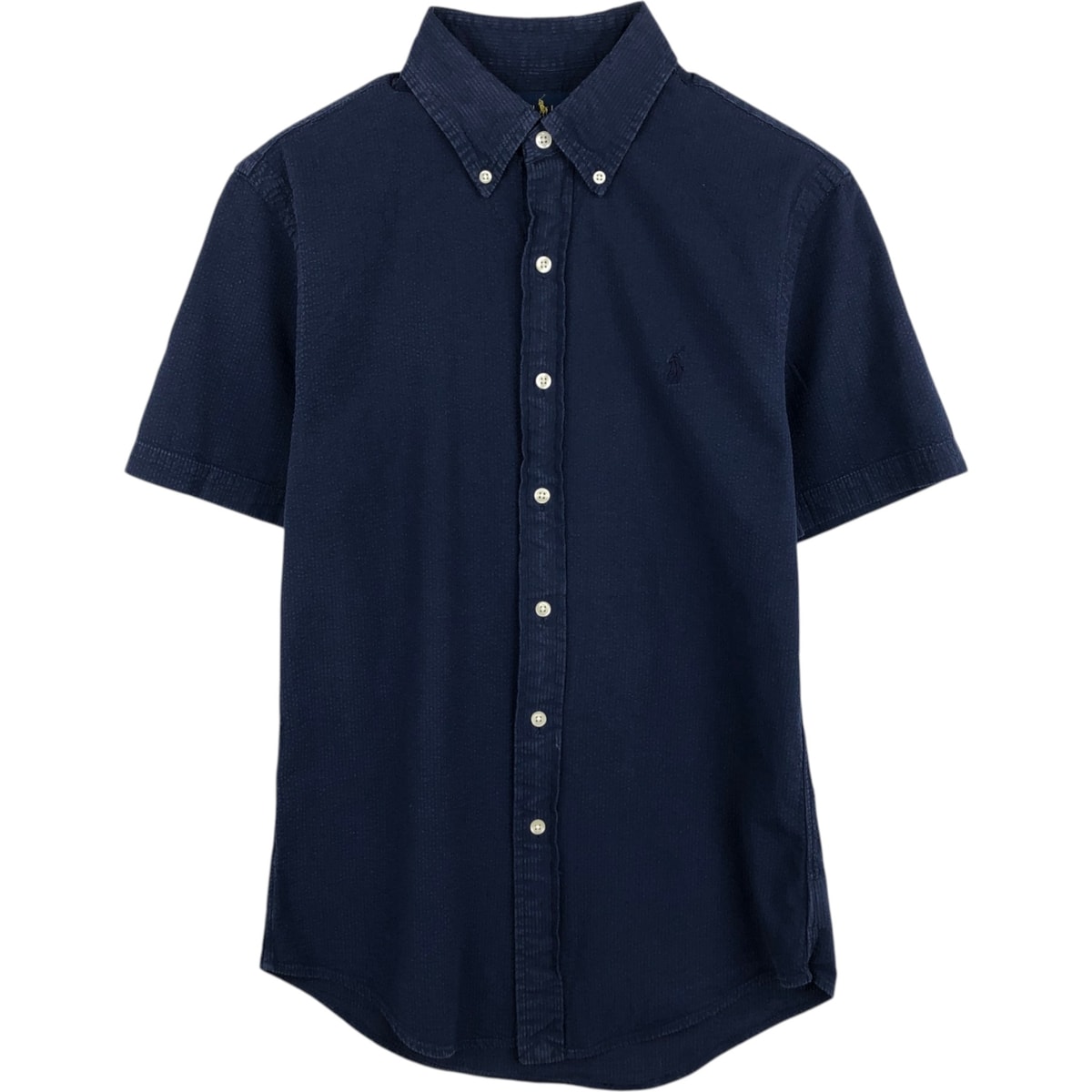 古着 ラルフローレン Ralph Lauren SLIM FIT スリムフィット シアサッカー 半袖 ボタンダウンシャツ レディースS相当/eaa626416