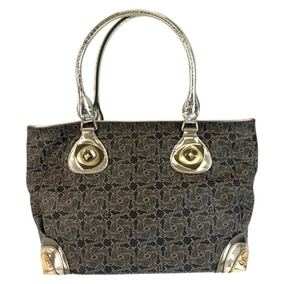 美品 CELINE セリーヌ ヴィンテージ サルキー 馬車柄 ブラック 黒 ゴールド PVC トートバッグ ショルダーバッグ 601618 【中古】