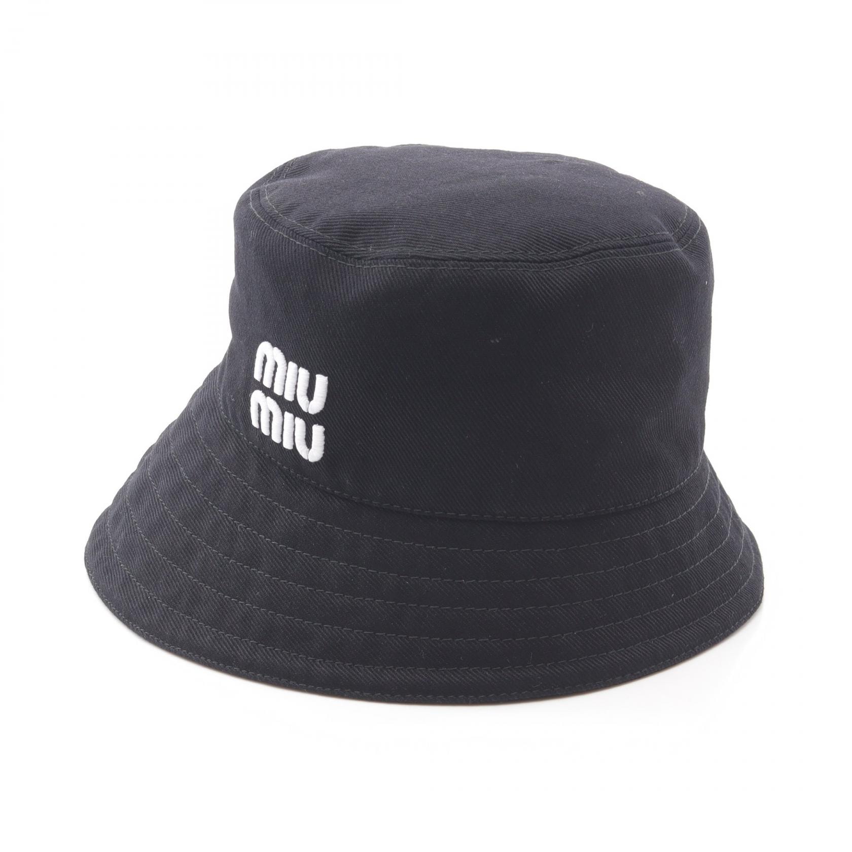 ミュウ ミュウ Miu Miu ハット 帽子 コットン レディース ブラック系 5HC341 【中古】