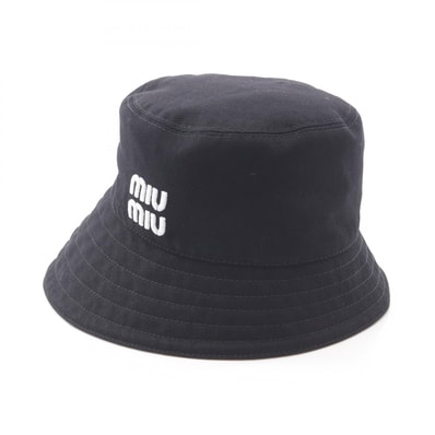 ミュウ ミュウ Miu Miu ハット 帽子 コットン レディース ブラック系 5HC341 【中古】