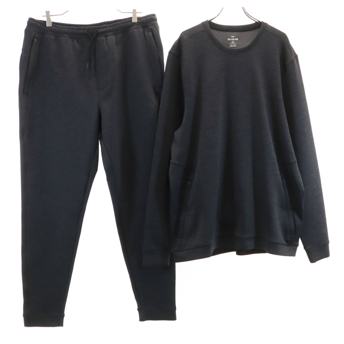 美品 UNDER ARMOUR アンダーアーマー 長袖 トレーナー 上下セットアップ 3XL チャコールグレー ビッグサイズ