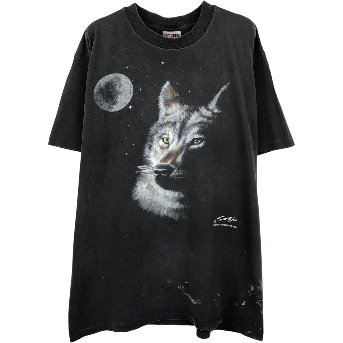 古着 90年代 オニータ ONEITA POWER-T オオカミ柄 アニマルTシャツ メンズL相当 ヴィンテージ/eaa652889