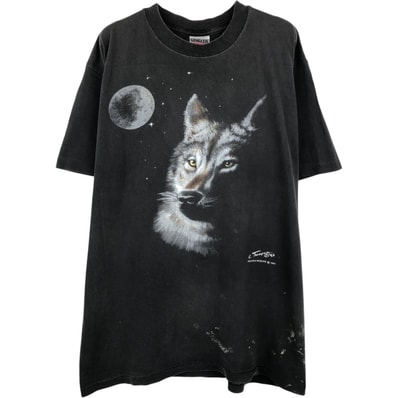 古着 90年代 オニータ ONEITA POWER-T オオカミ柄 アニマルTシャツ メンズL相当 ヴィンテージ/eaa652889