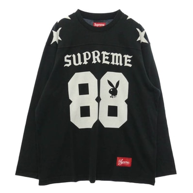 Supreme シュプリーム PLAYBOY プレイボーイ 26SS x Playboy プレイボーイ L/S Football Top 長袖 フットボール カットソー ロンT ブラック系 L【中古】
