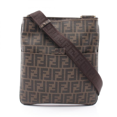 フェンディ FENDI ズッカ ショルダーバッグ バッグ PVCコーティングキャンバス レザー メンズ レディース ブラウン系 / ブラック系 【中古】