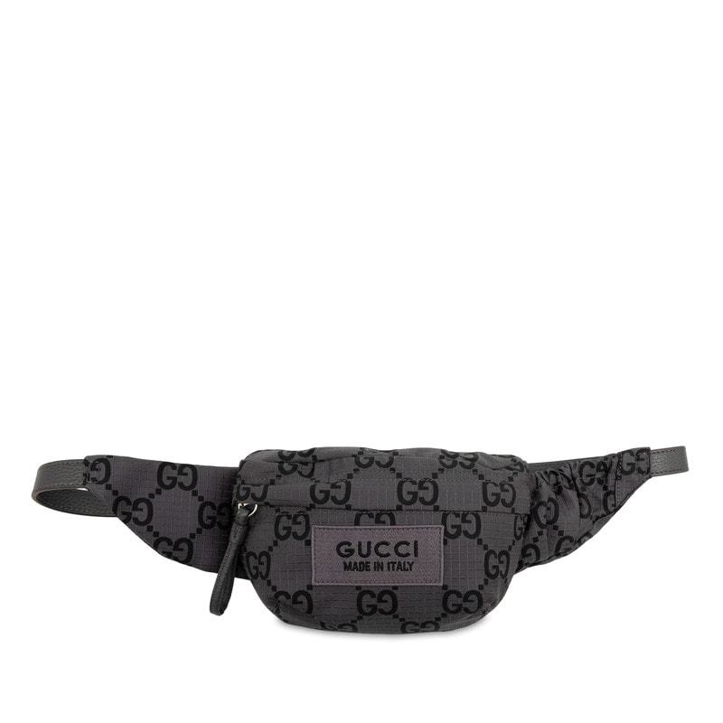 グッチ GGナイロン ウエストバッグ ボディバッグ 767934 グレー ナイロン レザー レディース GUCCI 【中古】