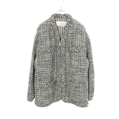 ヴァレンチノ Valentino ツイード ジップアップ ロング 衣料品 アウター ウール アクリル レディース ブラック系 / ホワイト系 WB3CE2D06G7 【中古】