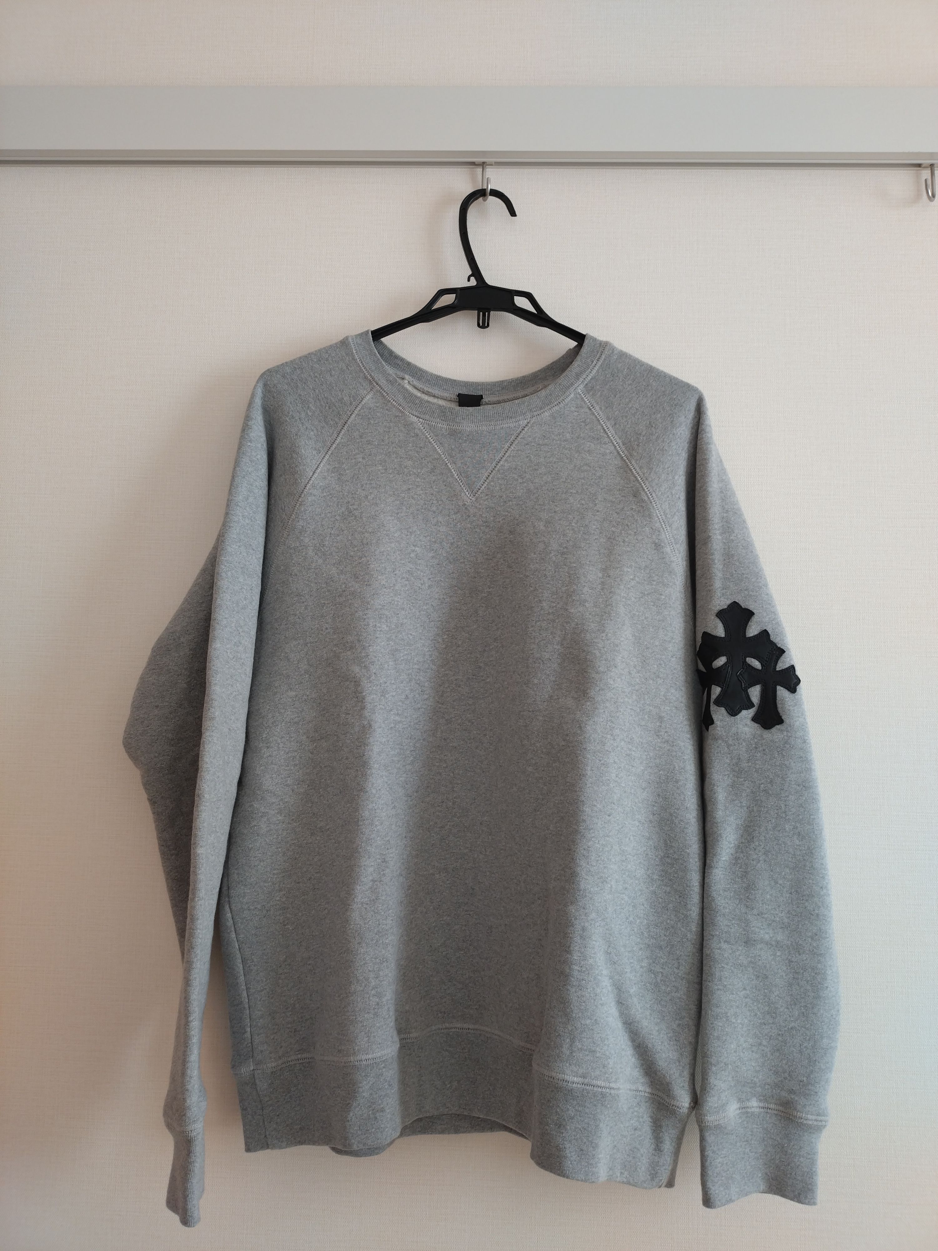 Chrome Hearts Y Not Label Cemetery Cross Patch Sweat "Gray/Black"