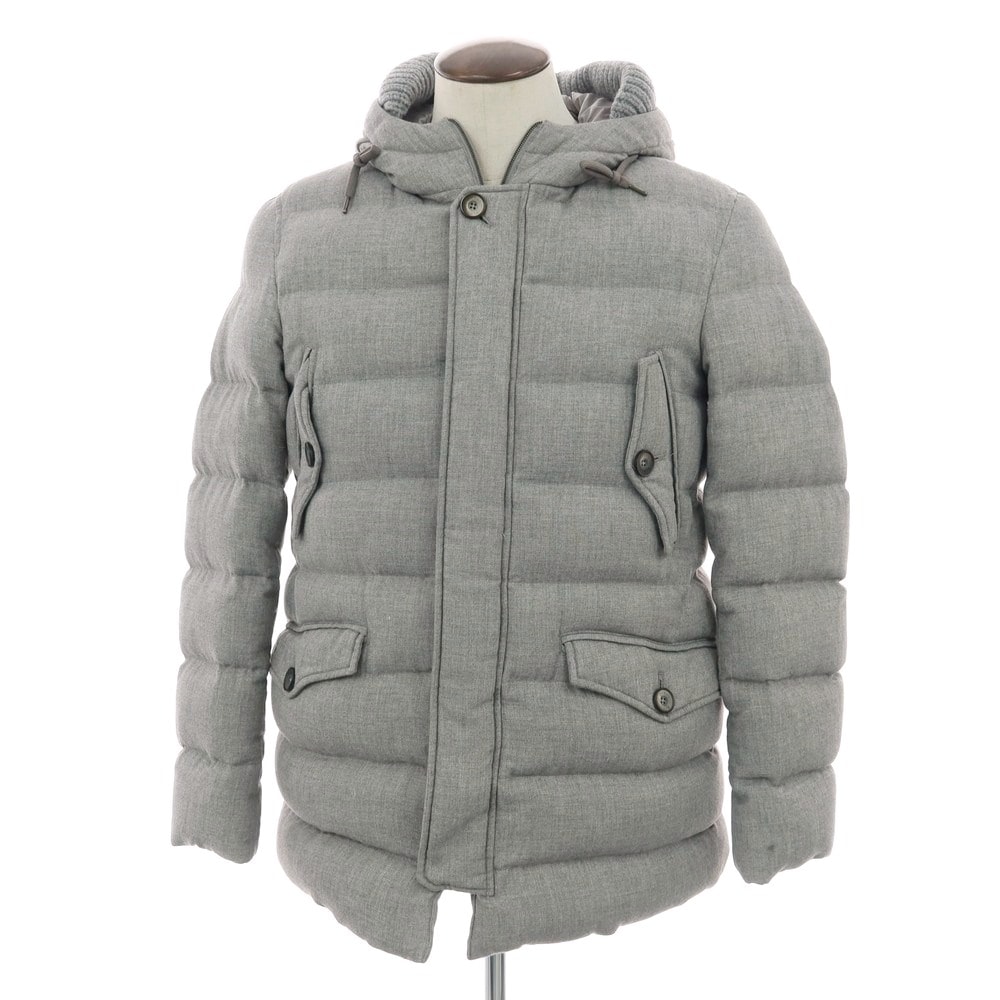 【中古】ヘルノ Herno レーヨンウール フーデッド ダウンジャケット グレー【サイズ50】【メンズ】