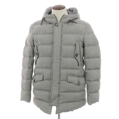 【中古】ヘルノ Herno レーヨンウール フーデッド ダウンジャケット グレー【サイズ50】【メンズ】