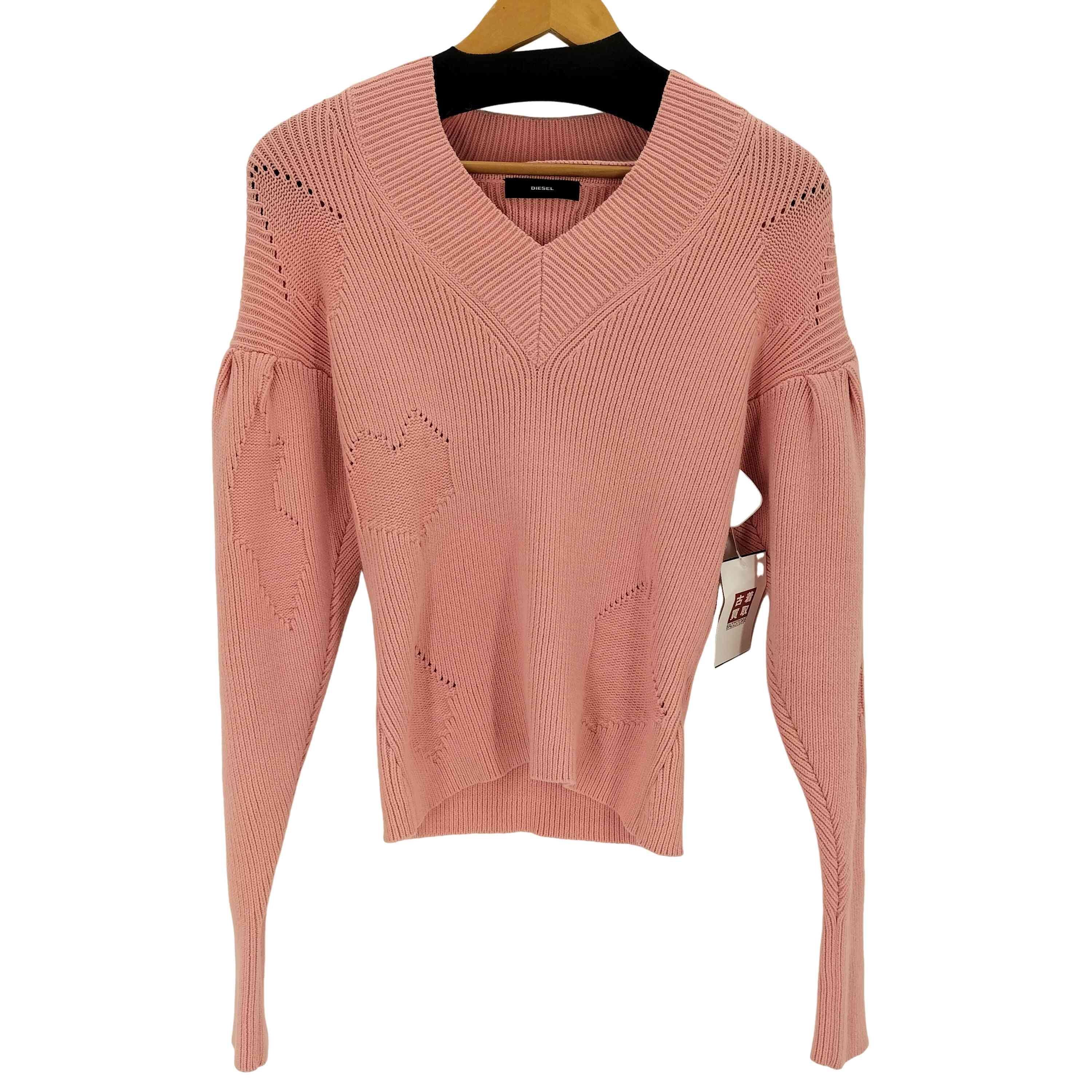 ハート 刺繍デザイン Vネックニット【1139219969361】