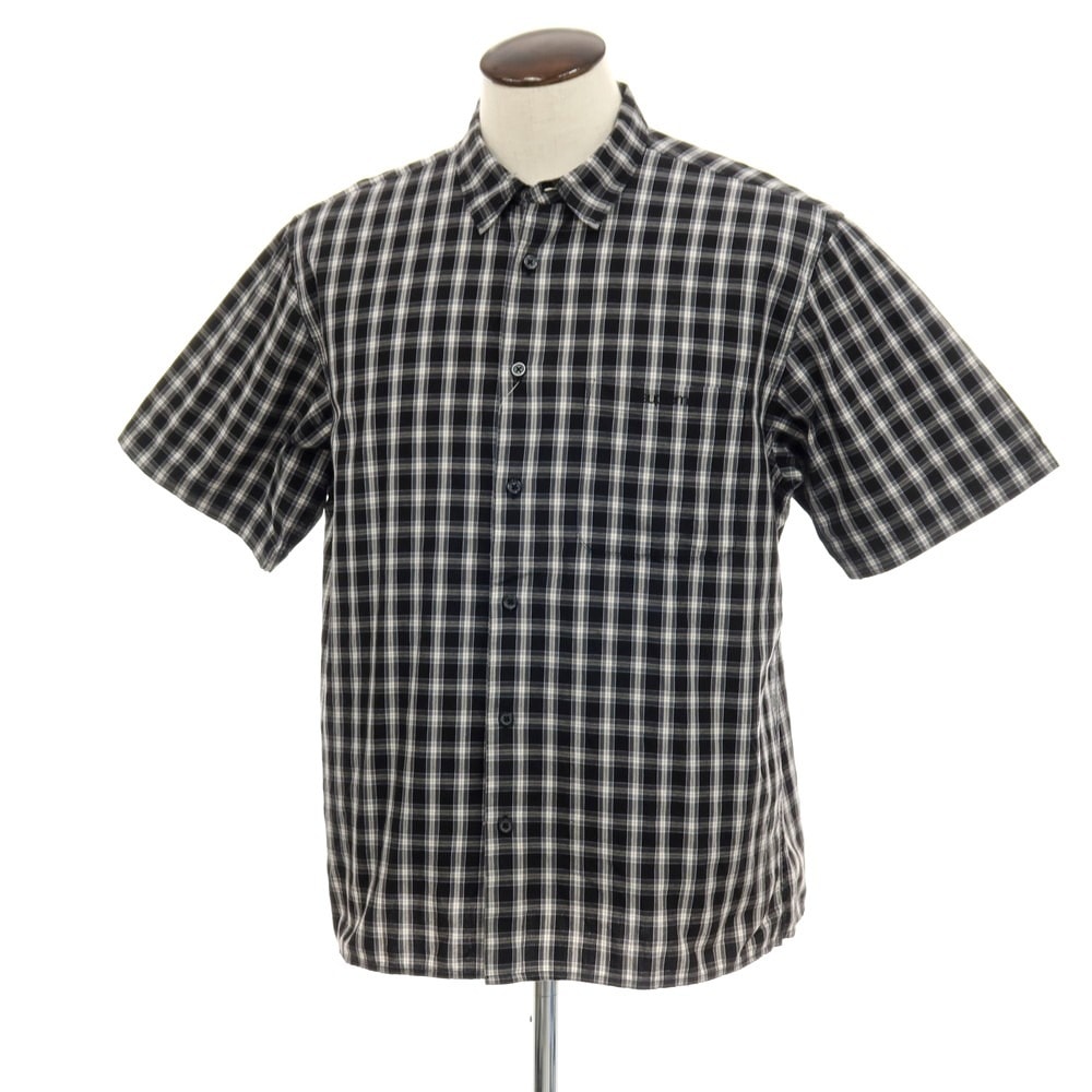 【中古】シュプリーム Supreme 2025年春夏 Mini Plaid S/S Shirt コットン チェック 半袖シャツ ブラックxホワイト【サイズL】【メンズ】