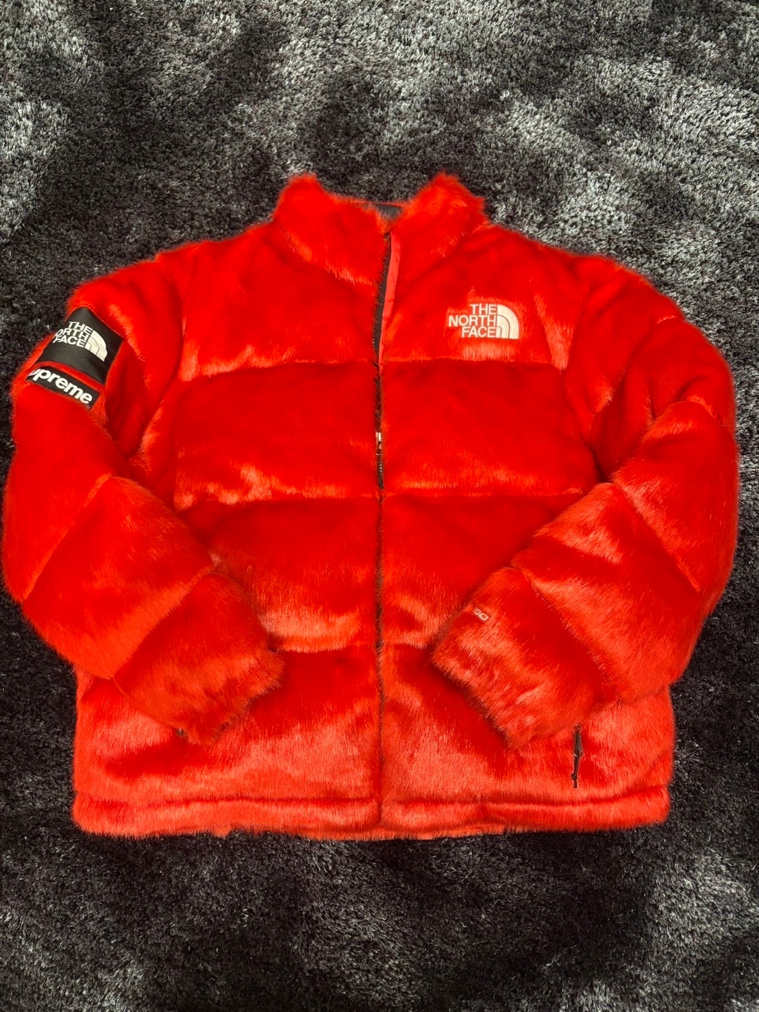 Supreme x The North Face Faux Fur Nuptse Jacket "Red"