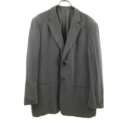 ARMANI COLLEZIONI アルマーニコレッツォーニ イタリア製 斜ストライプ柄 テーラードジャケット ブラック