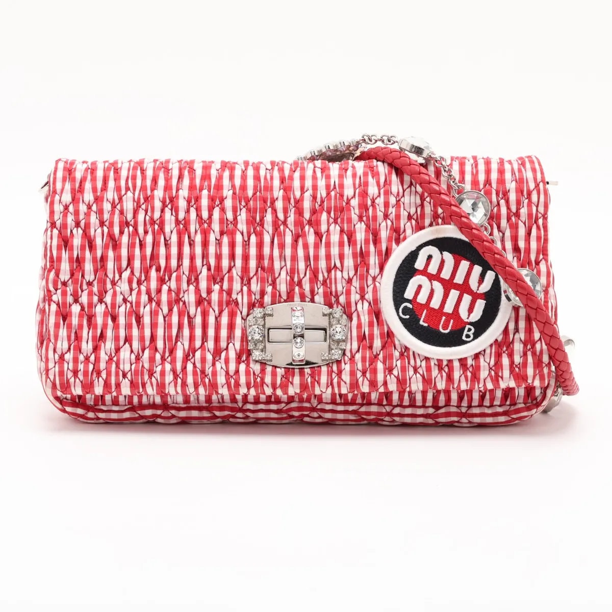 ■美品 ミュウミュウ miumiu CLUB マテラッセ ナッパクリスタル