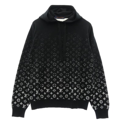 LOUIS VUITTON ルイ・ヴィトン パーカー 23SS RM231Q USO HNN45W モノグラム グラディエント ジャガード プルオーバーパーカー ブラック系 ホワイト系 L【中古】