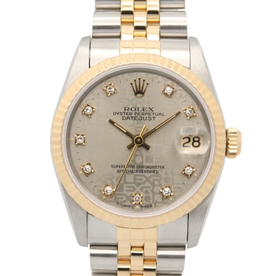 ロレックス ROLEX デイトジャスト 10Pダイヤ R番 腕時計 時計 K18(イエローゴールド) ステンレススチール ダイヤモンド レディース シルバー系 プリントコンピューター/旧ダイヤ 68273G 【中古】