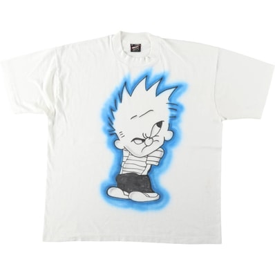 古着 90年代 フルーツオブザルーム FRUIT OF THE LOOM BEST Calvin and Hobbes カルビンとホッブス キャラクタープリントTシャツ USA製 メンズXL相当 ヴィンテージ/eaa645574