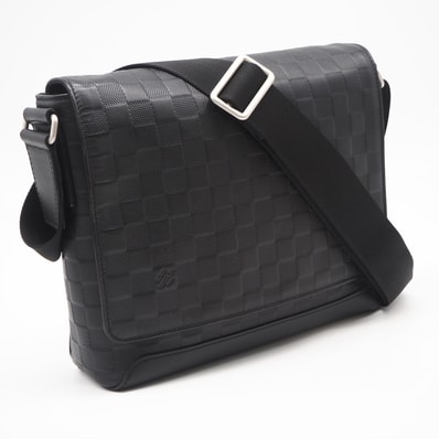 LOUIS VUITTON ルイ・ヴィトン ダミエ アンフィニ ニディストリクトPM N41286 ショルダーバッグ ブラック カーフレザー メンズ