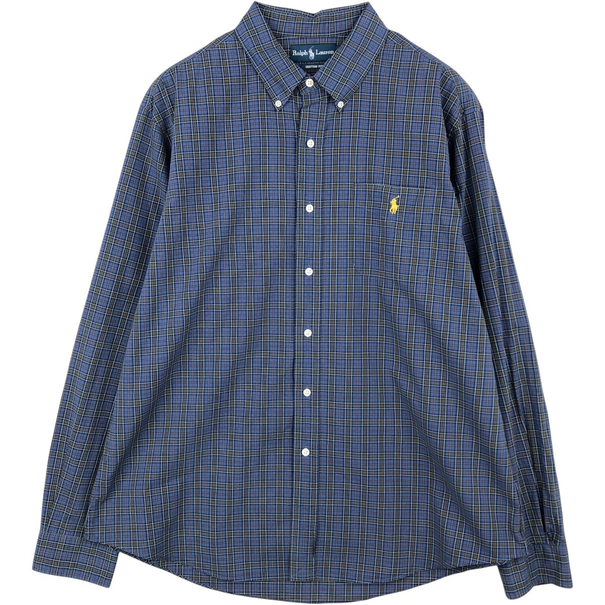 古着 ラルフローレン Ralph Lauren CUSTOM FIT 長袖 ボタンダウンチェックシャツ メンズXL相当/eaa622255