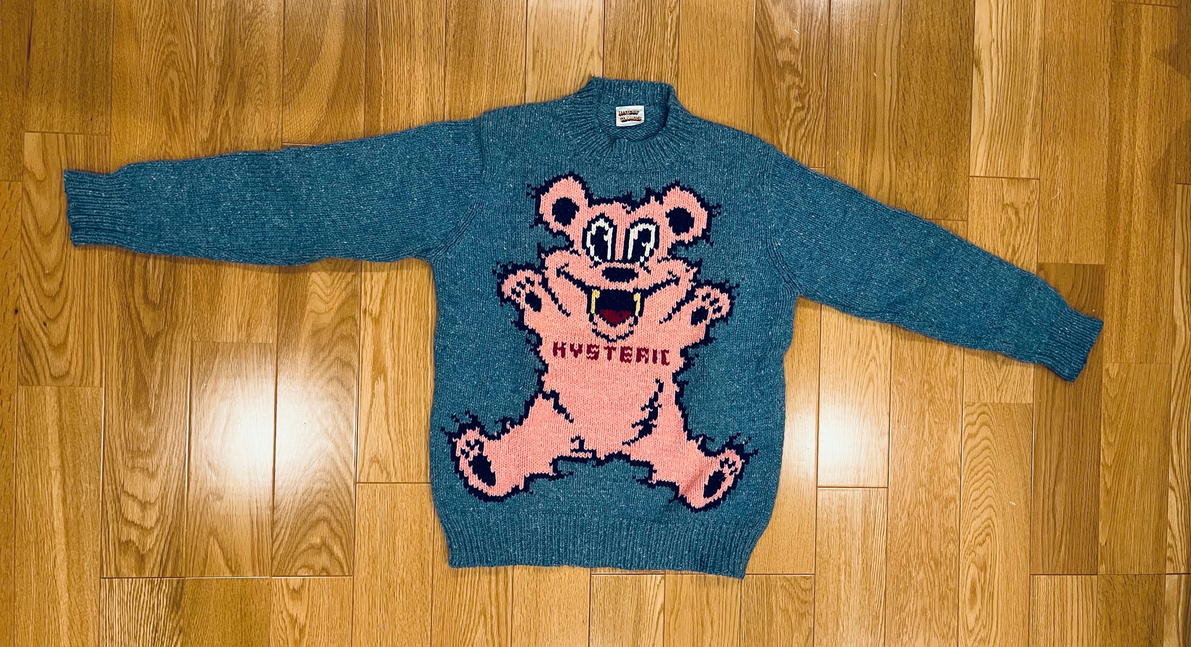 ヒステリックグラマー ヒスベア アルパカ混 ニット セーター ブルー