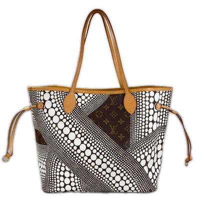美品 LOUIS VUITTON ルイ・ヴィトン ネヴァーフル MM M40684 トートバッグ ダミエアズールキャンバス ホワイト レディース 草間彌生コラボ【中古】