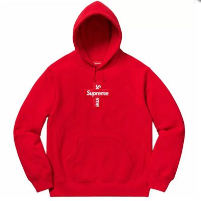 Supreme Cross Box Logo Hooded Sweatshirt "Red"