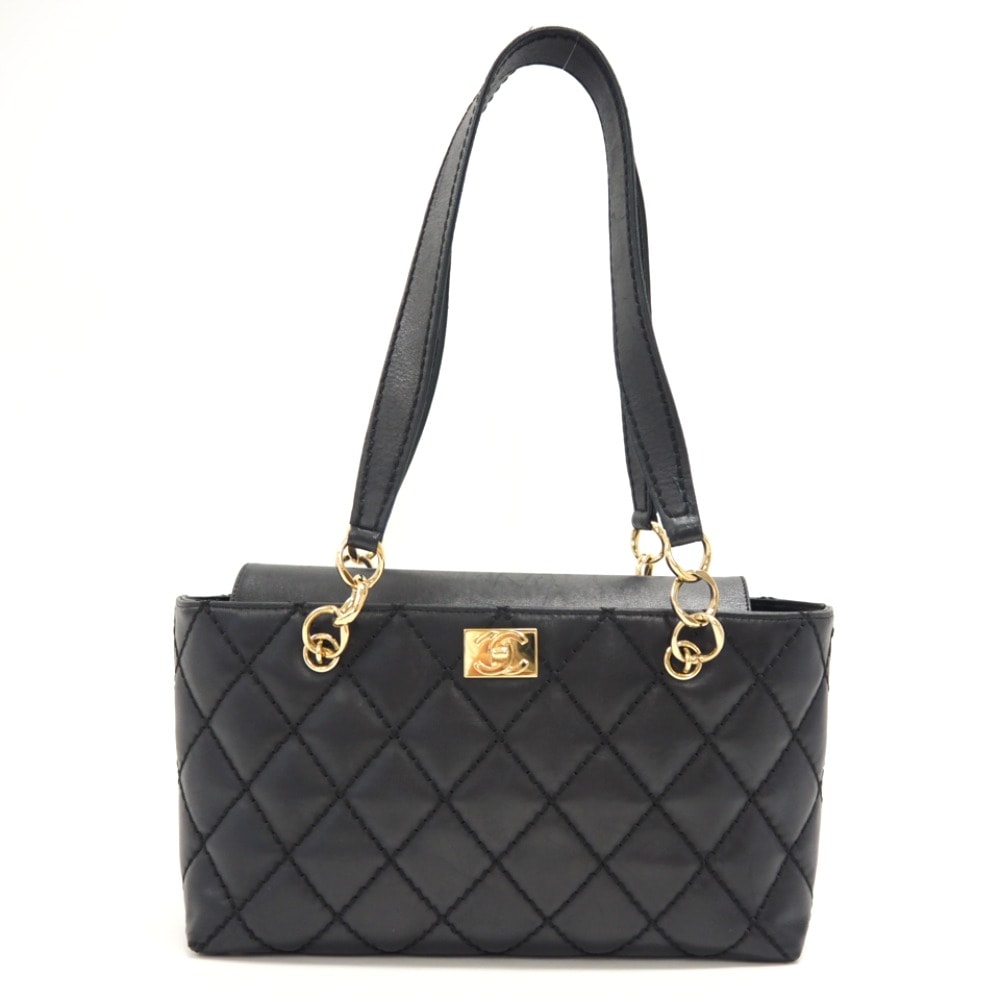 シャネル CHANEL ショルダーバッグ ココマーク ワイルドステッチ ワンショルダーバッグ ブラック