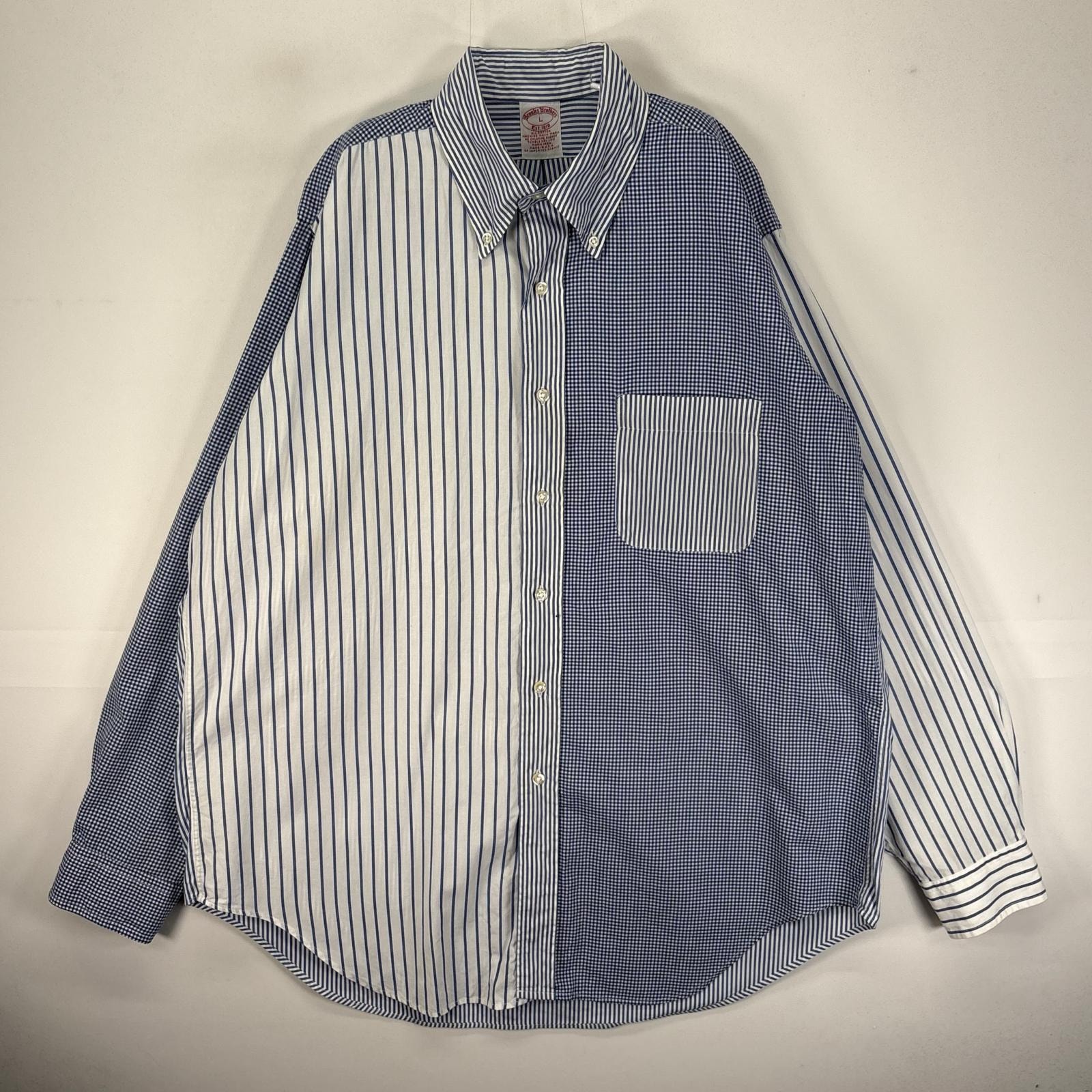 古着 80's/80年代 ヴィンテージ ブルックスブラザーズ Brooks Brothers USA製 長袖シャツ BDシャツ 1818 クレイジーカラー L  ブルー系 ストライプ メンズ