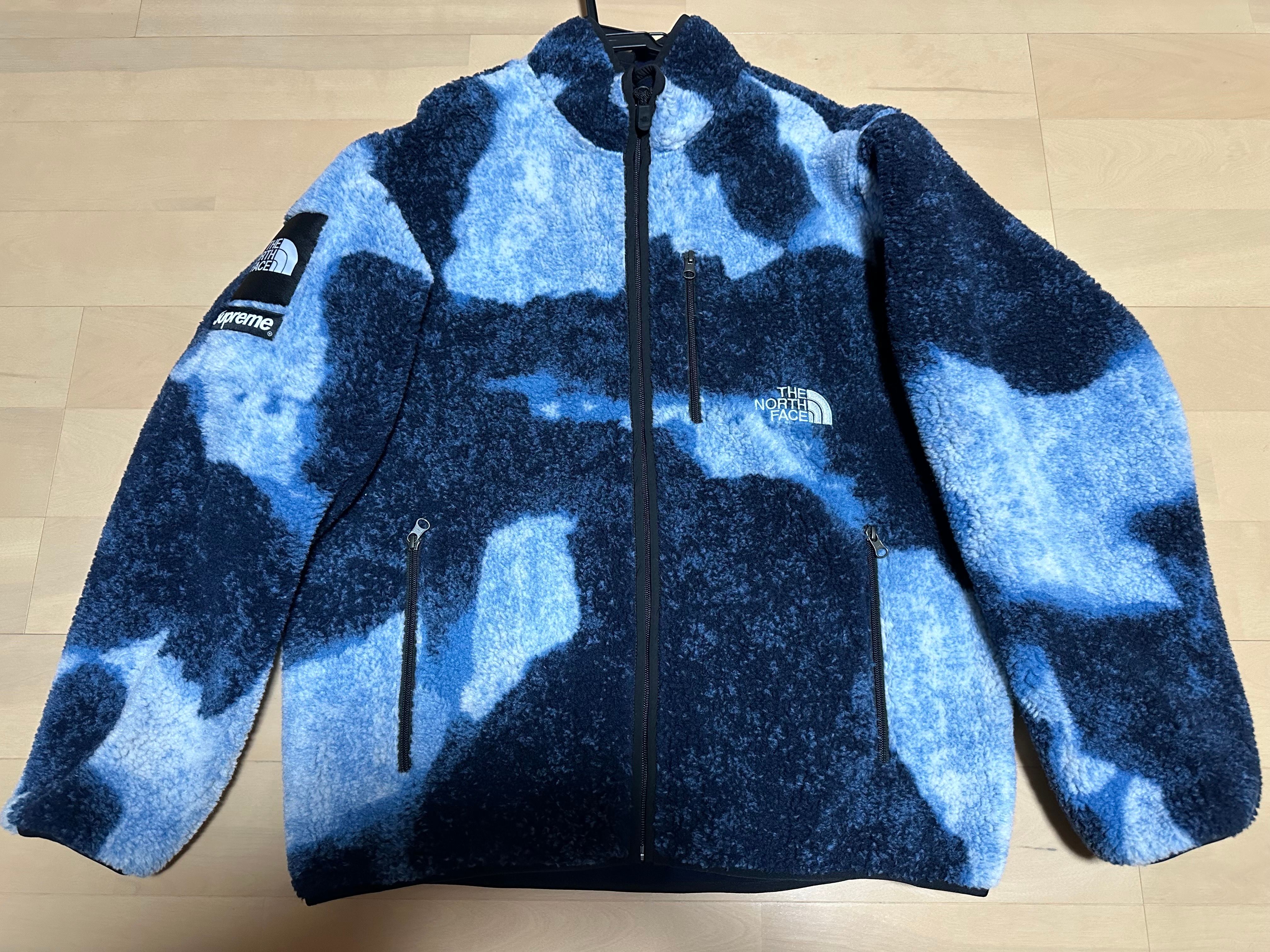 Supreme x The North Face Bleached Denim Print Fleece Jacket "Indigo"