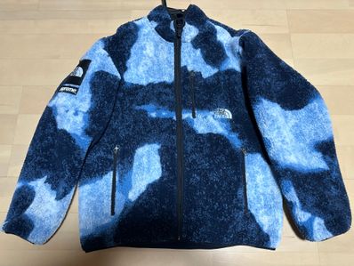 Supreme x The North Face Bleached Denim Print Fleece Jacket "Indigo"