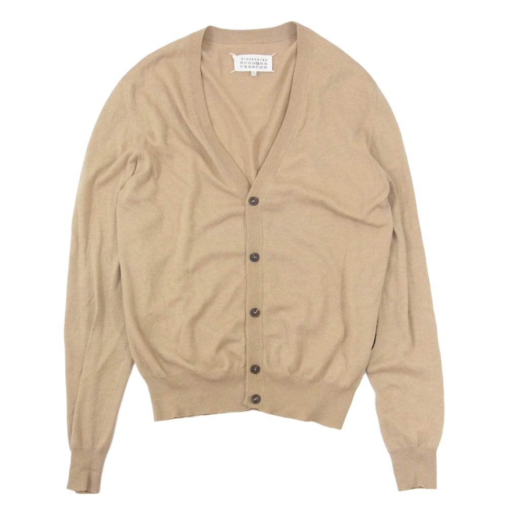 MAISON MARGIELA メゾンマルジェラ カーディガン 18AW S50HA0820 14ライン 四つタグ スエードレザーエルボーパッチ ニット カーディガン ブラウン系 S【中古】