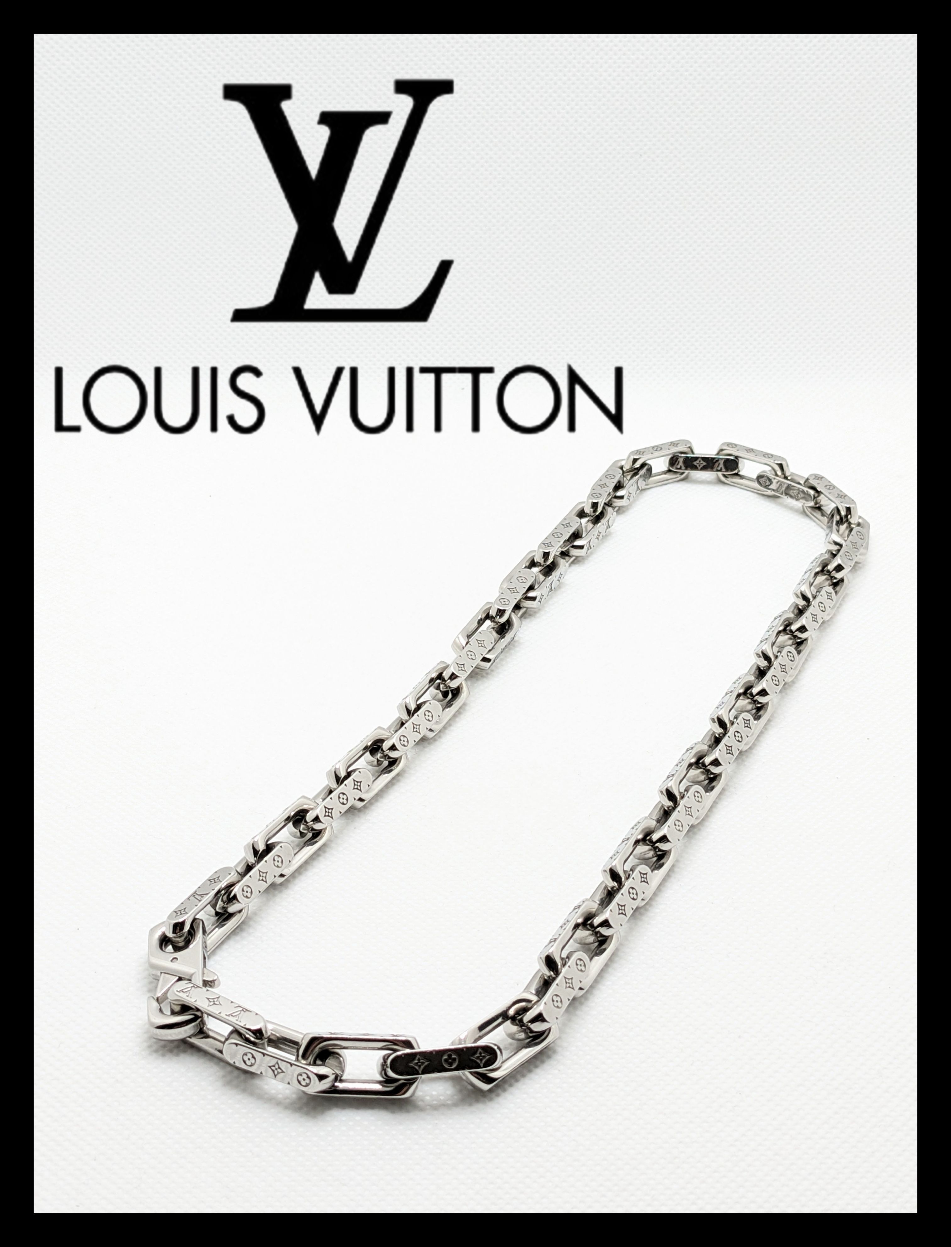 Louis Vuitton Monogram Chain Necklace "Silver"