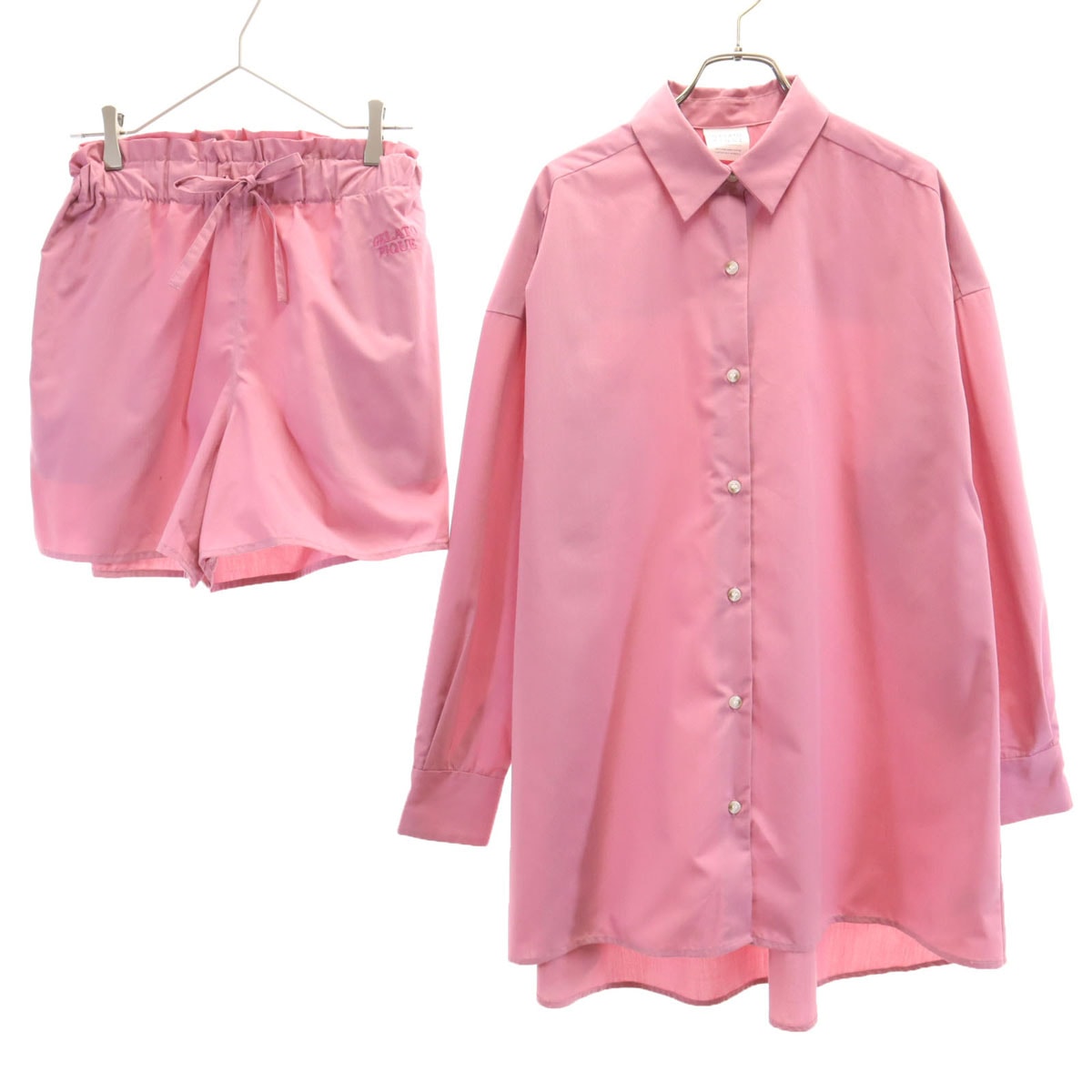 gelato pique ジェラートピケ 長袖 リゾート布帛 ルームウェア 上下セットアップ F ピンク シャツ