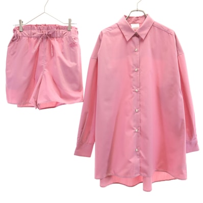 gelato pique ジェラートピケ 長袖 リゾート布帛 ルームウェア 上下セットアップ F ピンク シャツ