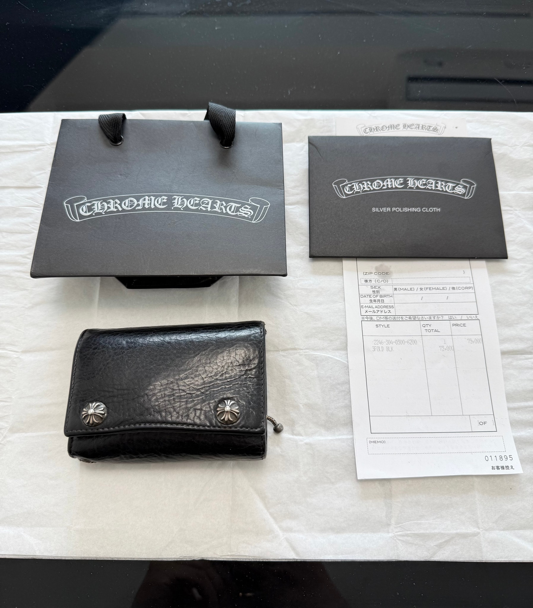 pla様専用/付属品完備/値下げ交渉可能 / 正規品!CHROME HEARTS クロムハーツ スリーフォールド 3FOLD ウォレット 財布