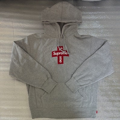 Supreme Cross Box Logo Hooded Sweatshirt "Grey"