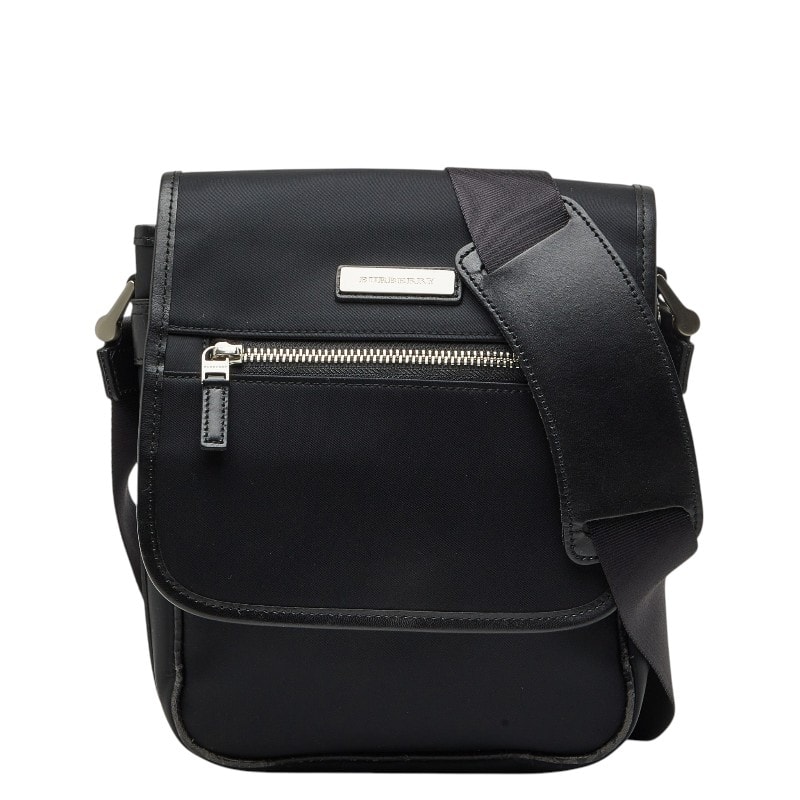バーバリー ノバチェック ショルダーバッグ 斜め掛け ブラック ナイロン レザー ユニセックス BURBERRY 【中古】