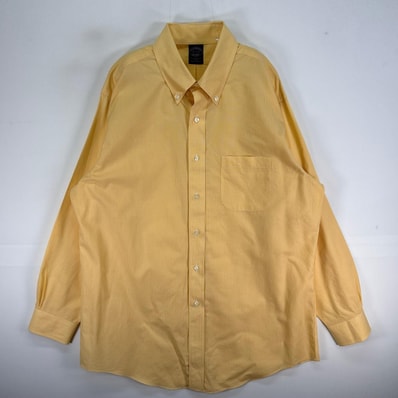 古着 ブルックスブラザーズ Brooks Brothers 長袖シャツ ボタンダウン 胸ポケ L イエロー系 チェック メンズ