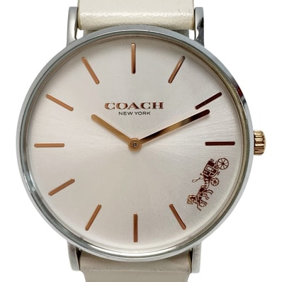 ☆☆COACH コーチ 腕時計 ペリー シルバーラウンド CA.120.7.14.1594 クォーツ レディース