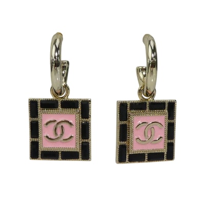 シャネル CHANEL ピアス ココマーク メタル/エナメル ゴールド/ブラック/ピンク レディース【中古】 e60329a