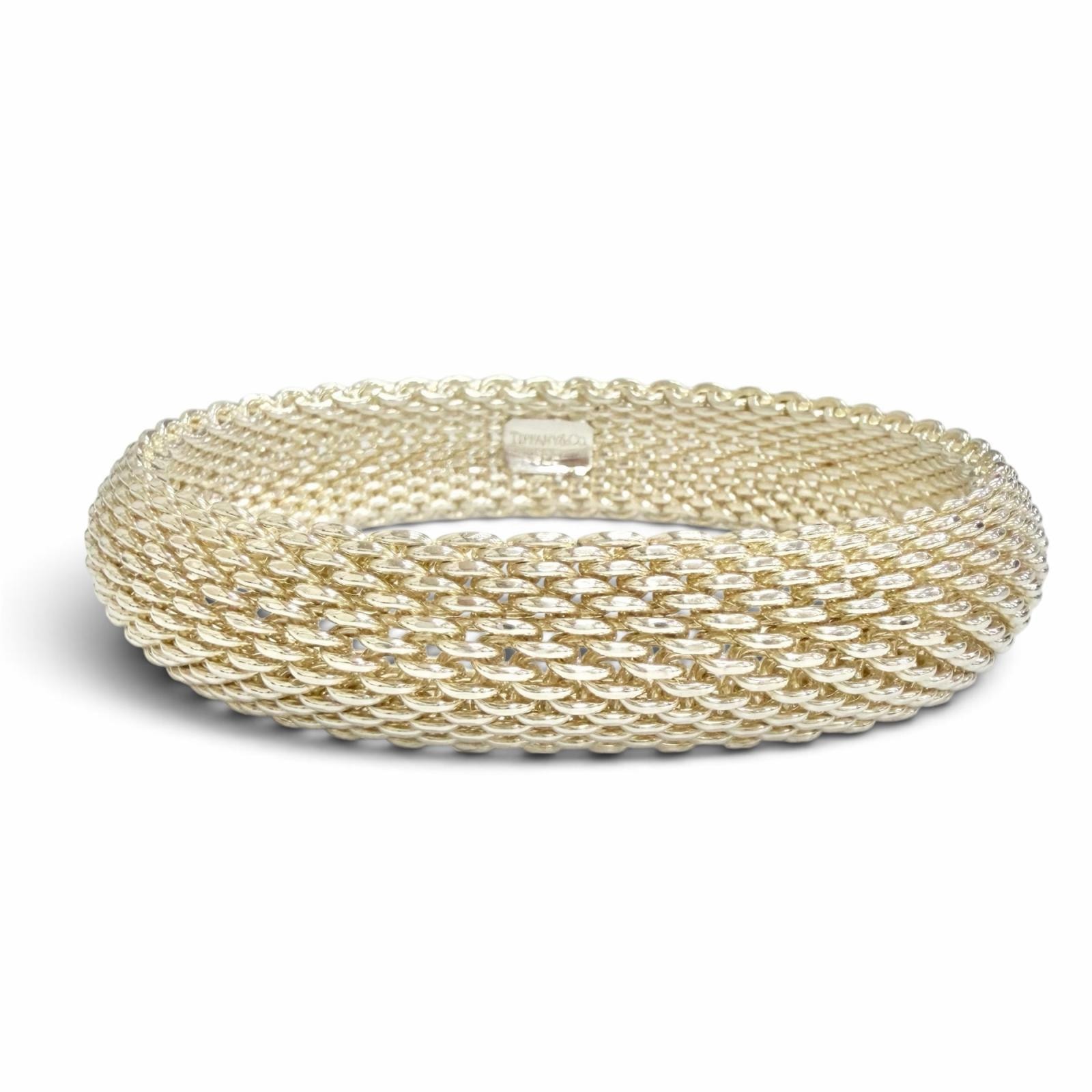 極美品 ティファニー サマセット メッシュ バングル ブレスレット 925
