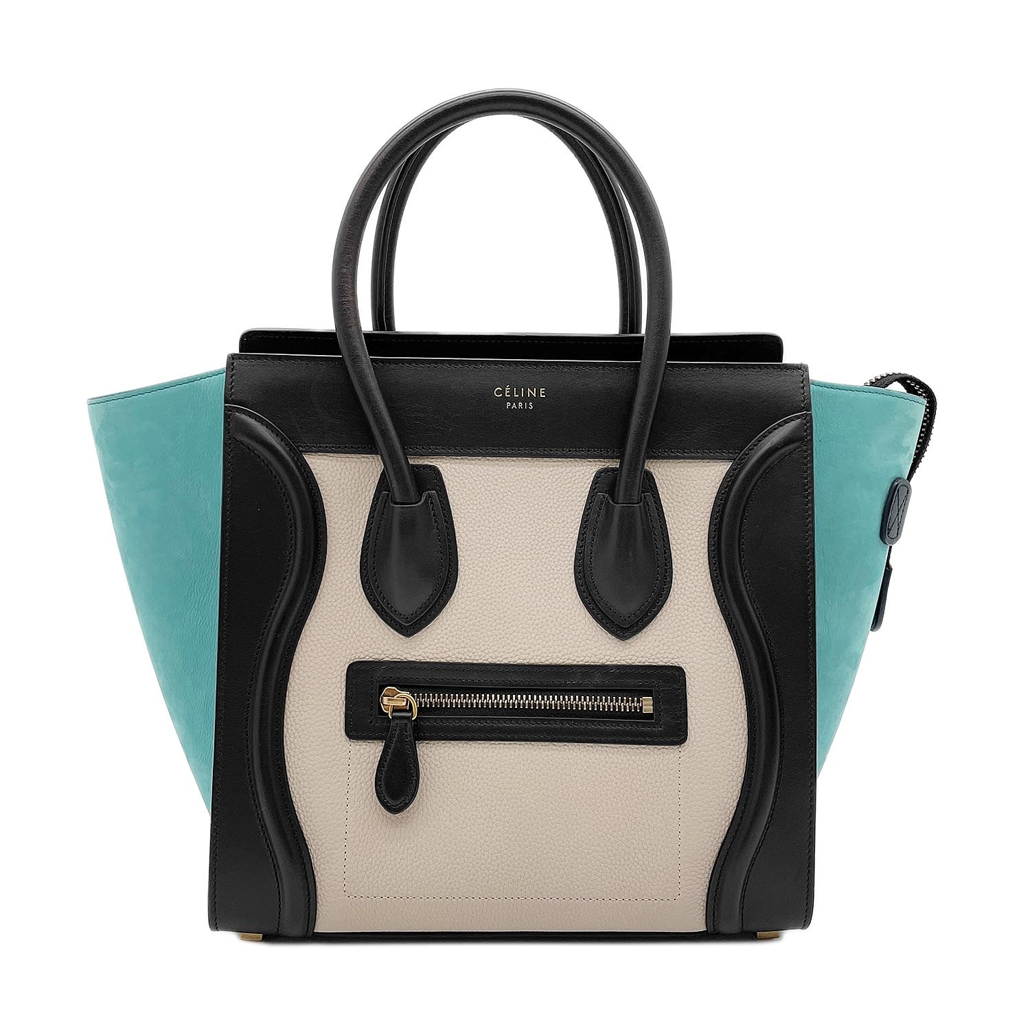 CELINE セリーヌ ラゲージ ハンドバッグ
 マイクロ ショッパー レザー スウェード ベージュ レディース
 【中古】