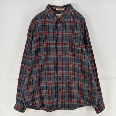 古着 エルエルビーン L.L.Bean 長袖シャツ 胸ポケット ネルシャツ チェック ボタンダウンシャツ L グレー系 チェック メンズ